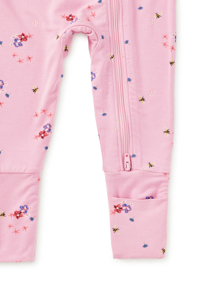 Tea Collection PlaySoft Footed Baby Romper - Busy Bees & Flowers