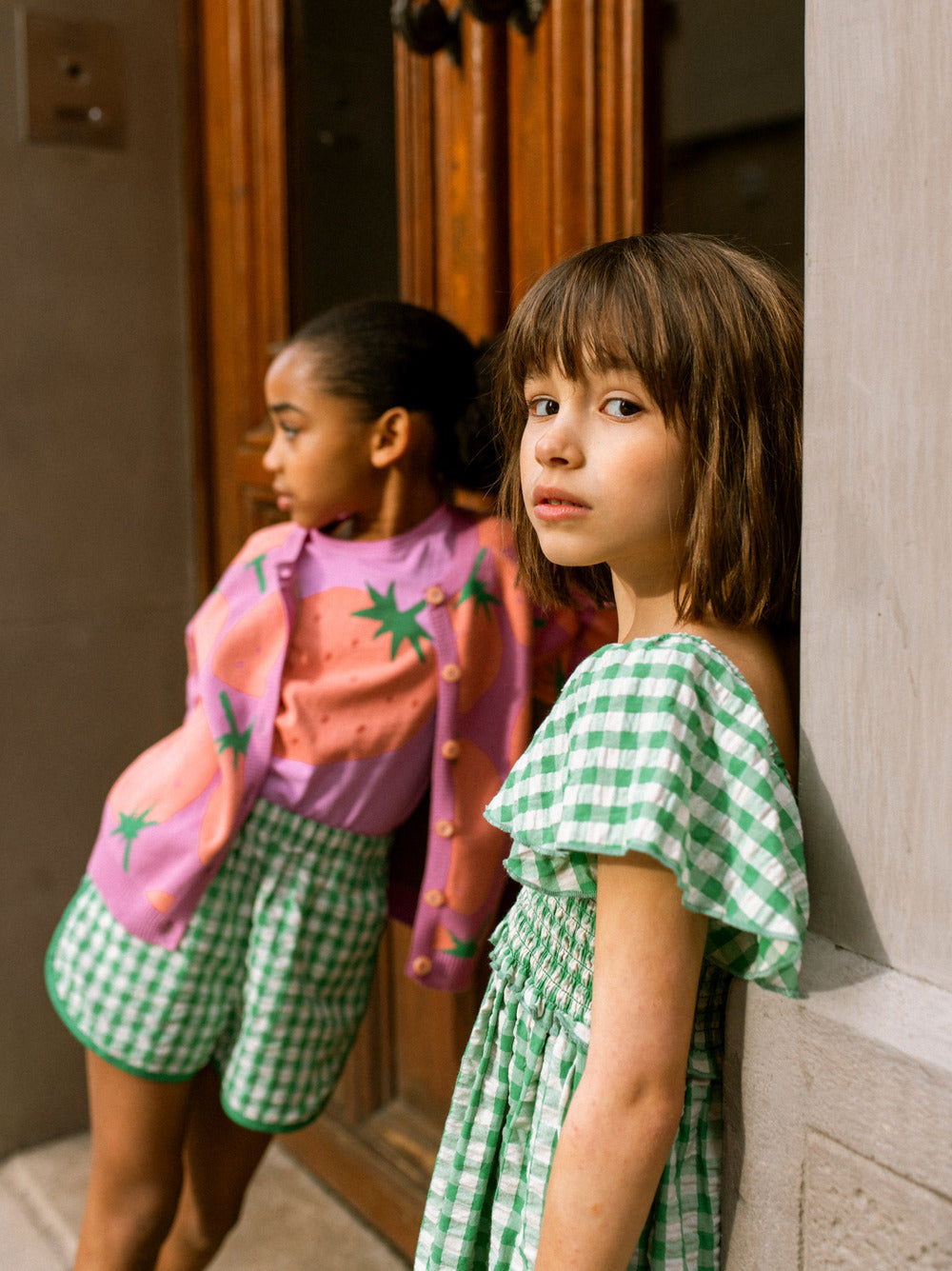 Tea Collection Flutter Sleeve Smocked Dress - Garden Party Check