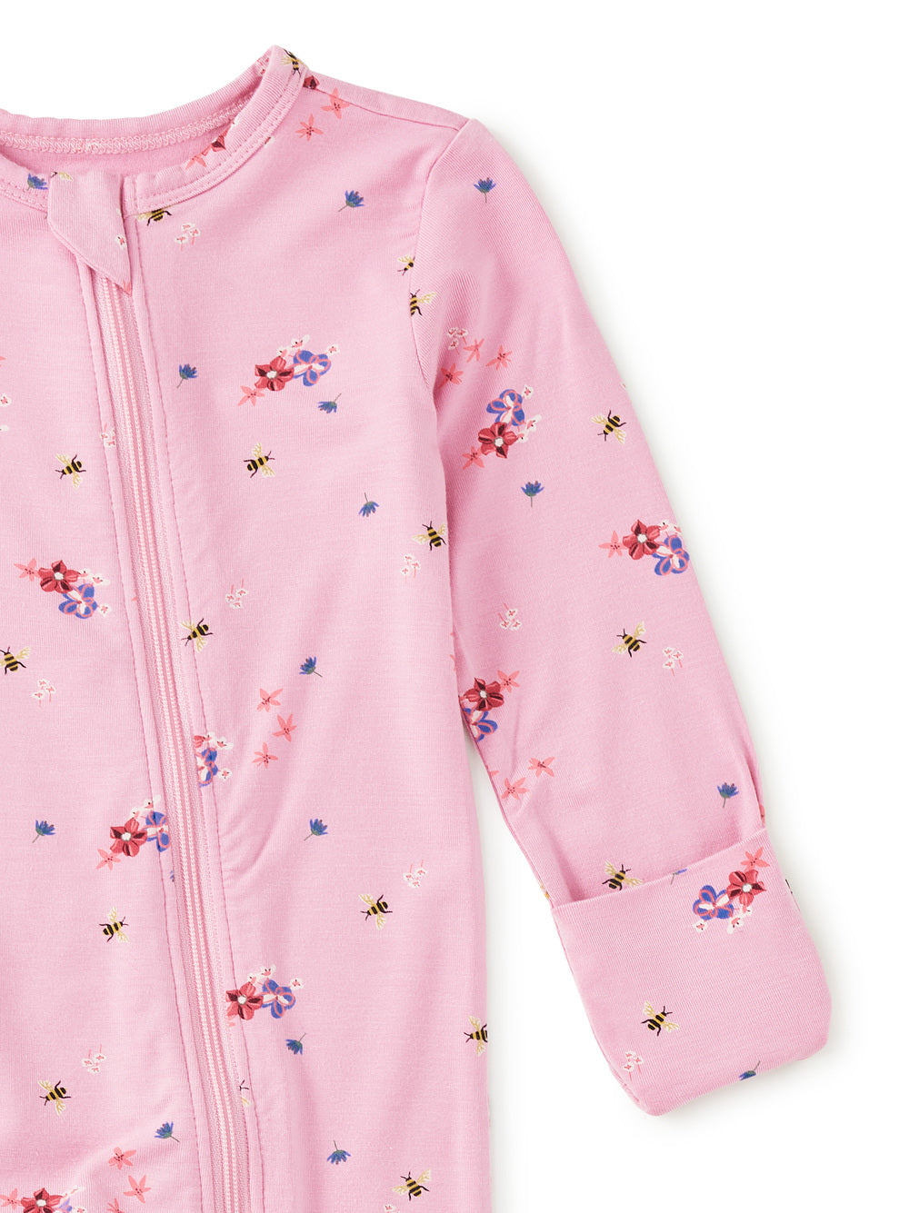 Tea Collection PlaySoft Footed Baby Romper - Busy Bees & Flowers