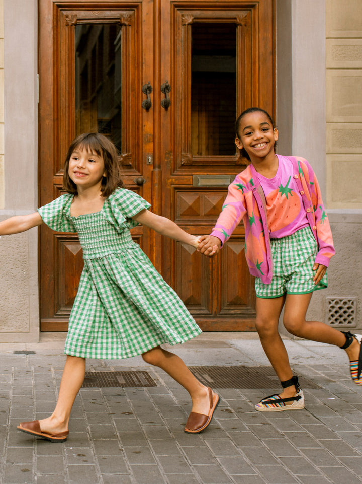 Tea Collection Flutter Sleeve Smocked Dress - Garden Party Check