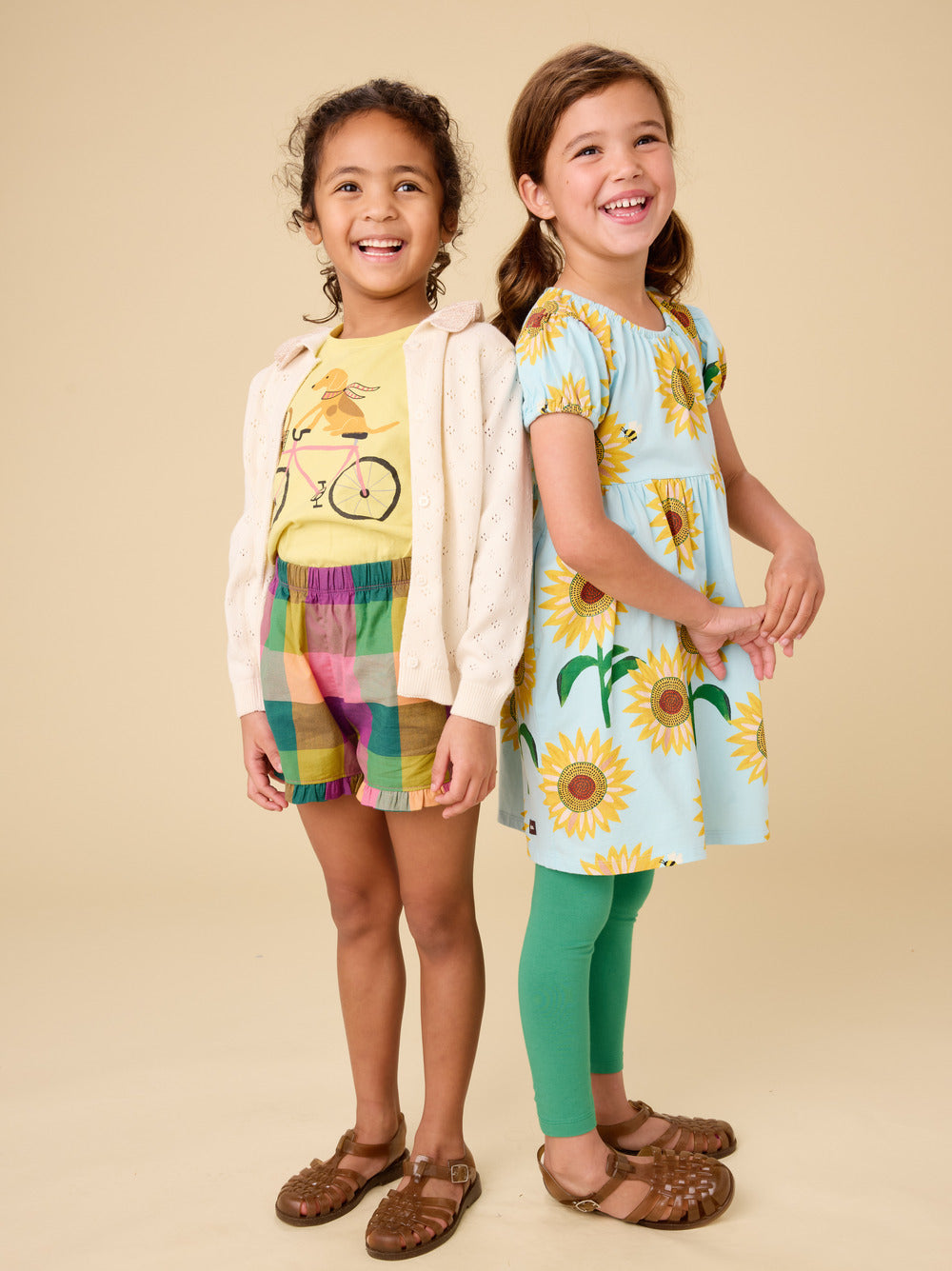 Tea Collection Puff Sleeve Empire Dress - Painted Sunflowers