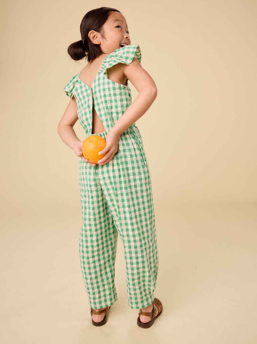Tea Collection Flutter Strap Jumpsuit - Garden Party Check