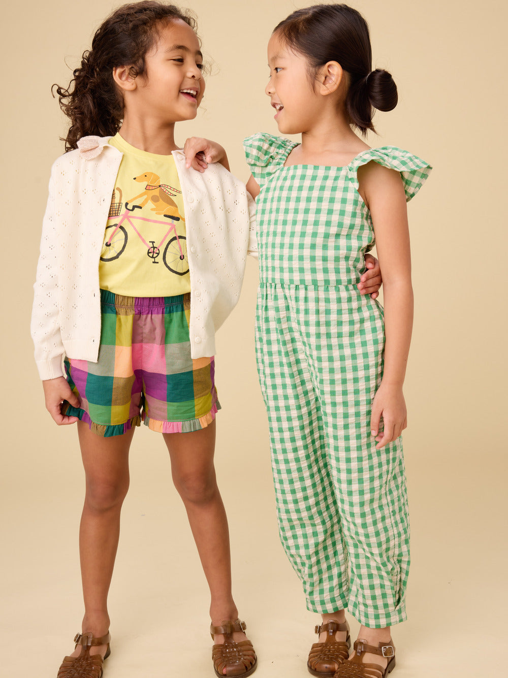 Tea Collection Flutter Strap Jumpsuit - Garden Party Check