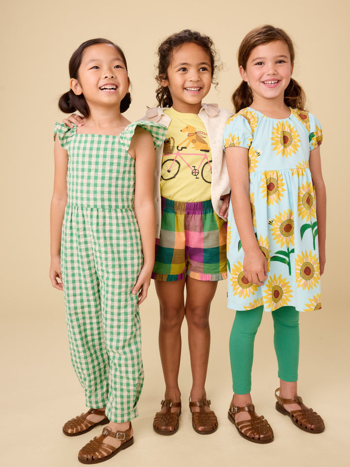 Tea Collection Flutter Strap Jumpsuit - Garden Party Check