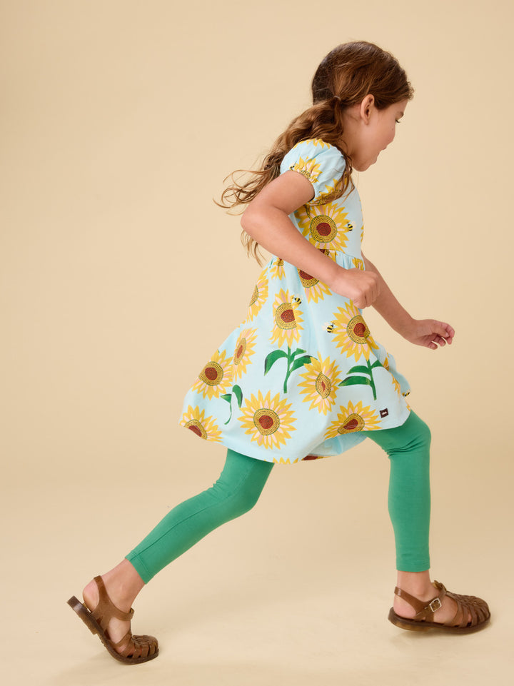Tea Collection Puff Sleeve Empire Dress - Painted Sunflowers