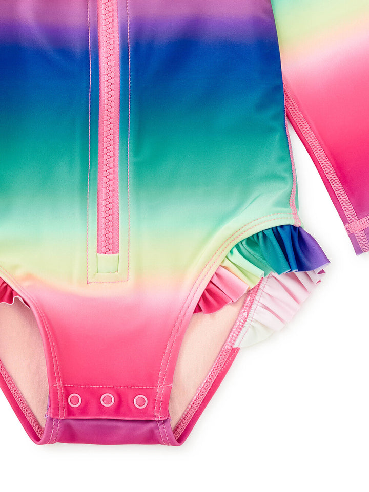 Tea Collection Rash Guard One-Piece Swimsuit - Rio De Janeiro Rainbow