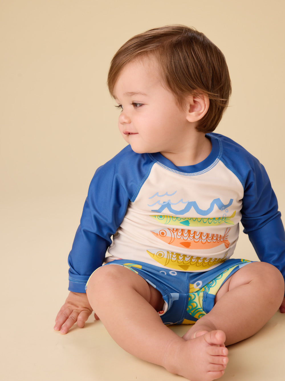 Tea Collection Rash Guard Baby Swim Set - Chalk