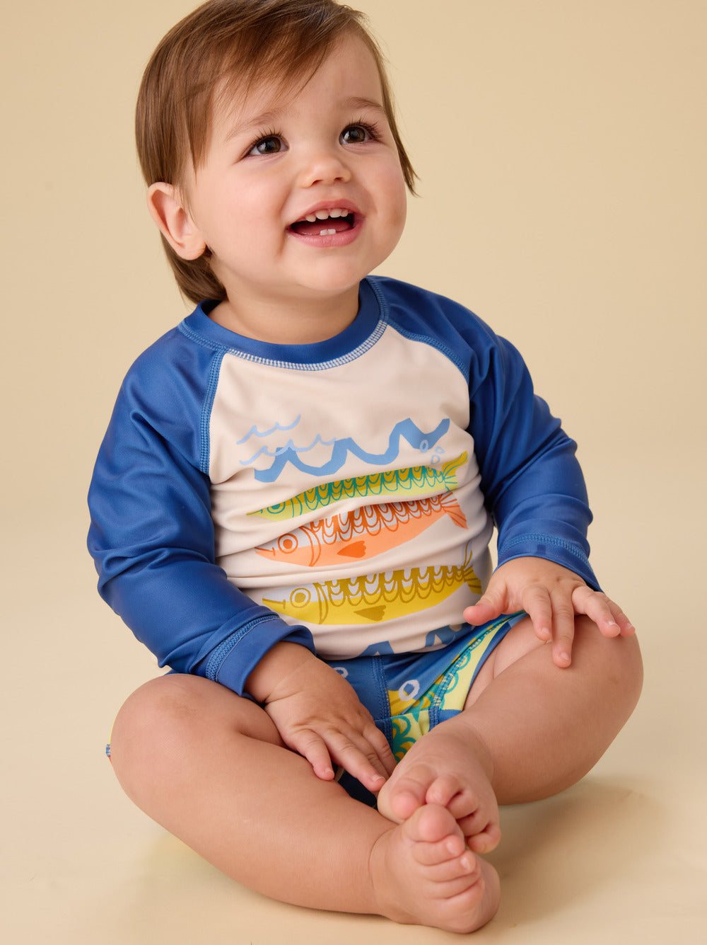 Tea Collection Rash Guard Baby Swim Set - Chalk