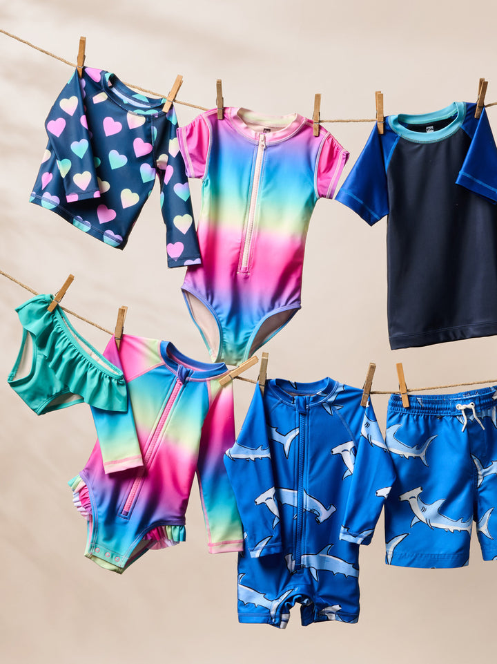 Tea Collection Rash Guard One-Piece Swimsuit - Rio De Janeiro Rainbow