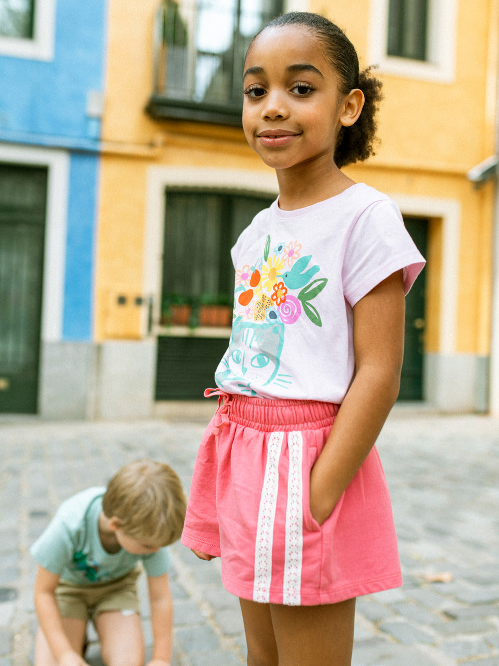 Tea Collection Flora & Feline Double-Sided Graphic Tee