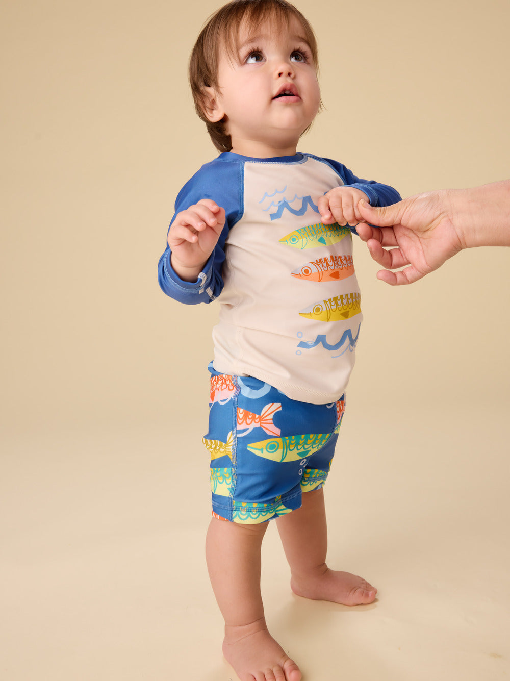 Tea Collection Rash Guard Baby Swim Set - Chalk