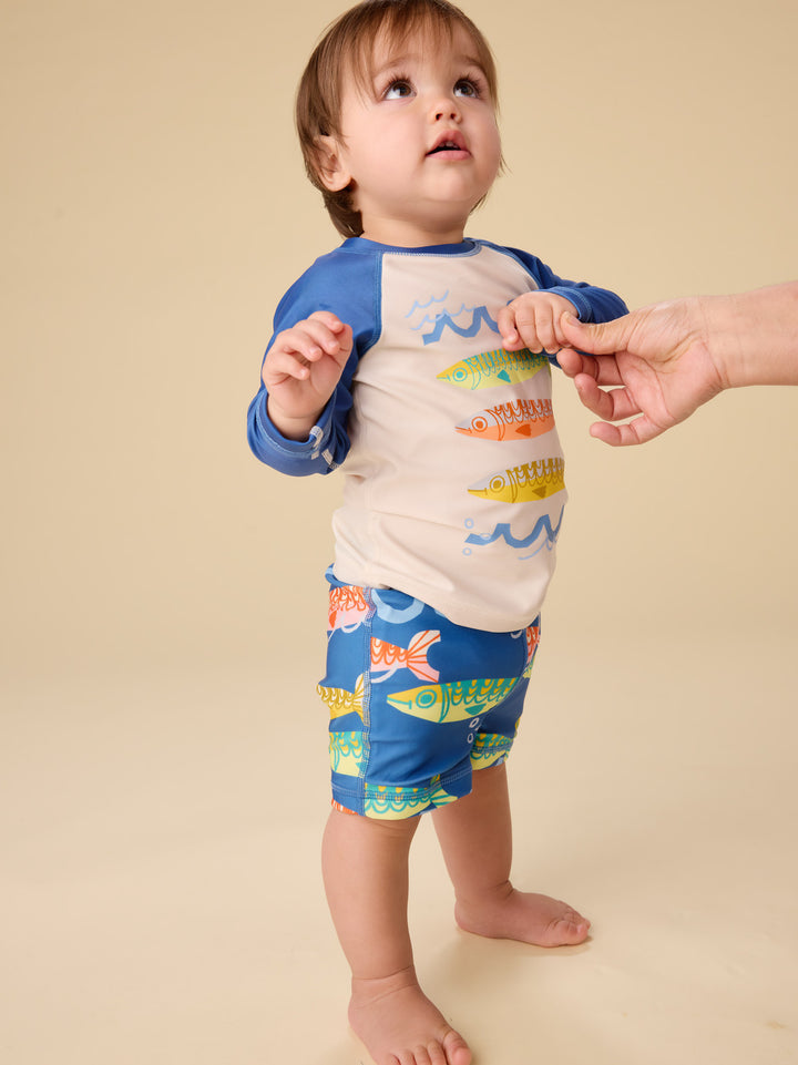 Tea Collection Rash Guard Baby Swim Set - Chalk