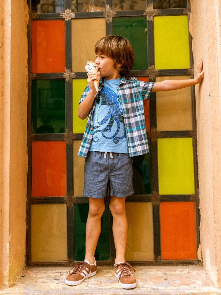 Tea Collection Plaid Button Up Woven Shirt - Valencia Plaid