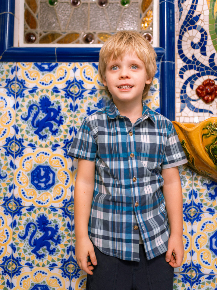 Tea Collection Plaid Button Up Woven Shirt - Valencia Plaid