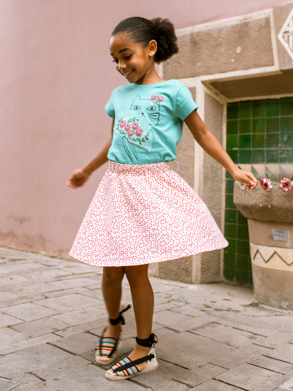 Tea Collection Flamenco Kitty Graphic Tee - Glaze Blue
