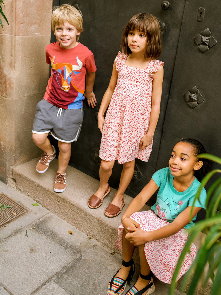 Tea Collection Ruffle Strap Dress - Mini Rose Toss