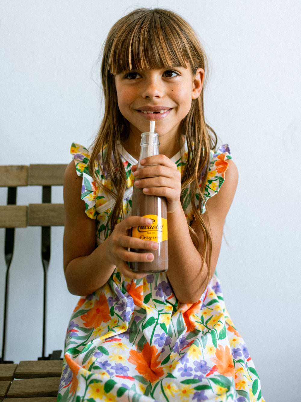 Tea Collection Wrap Neck Dress - Watercolor Floral