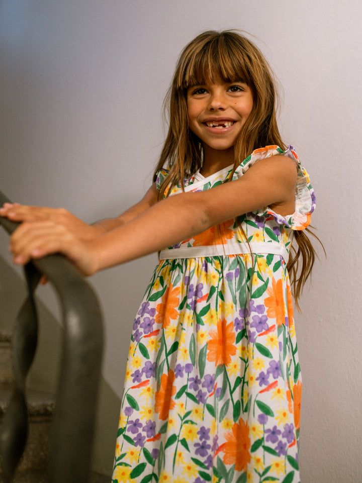 Tea Collection Wrap Neck Dress - Watercolor Floral