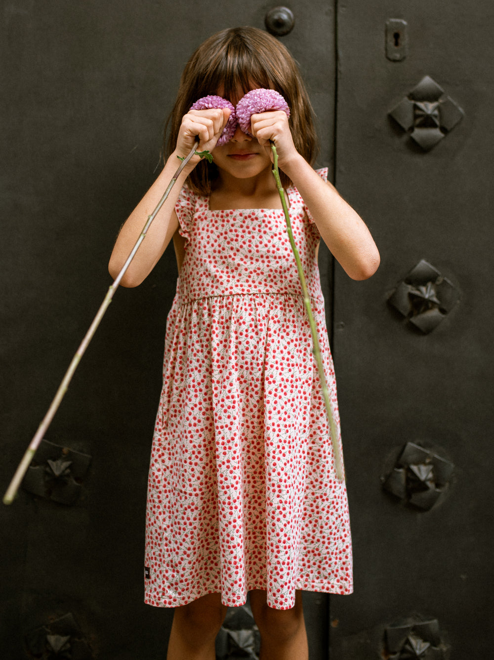 Tea Collection Ruffle Strap Dress - Mini Rose Toss