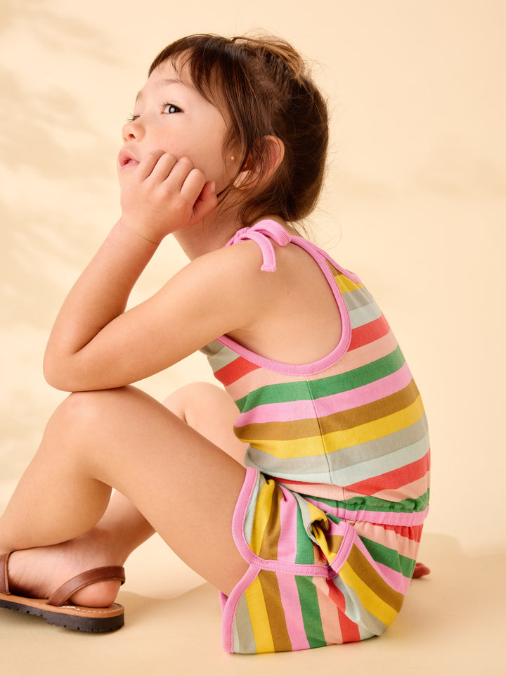 Tea Collection Tie Shoulder Sporty Romper - San Sebastian Stripe