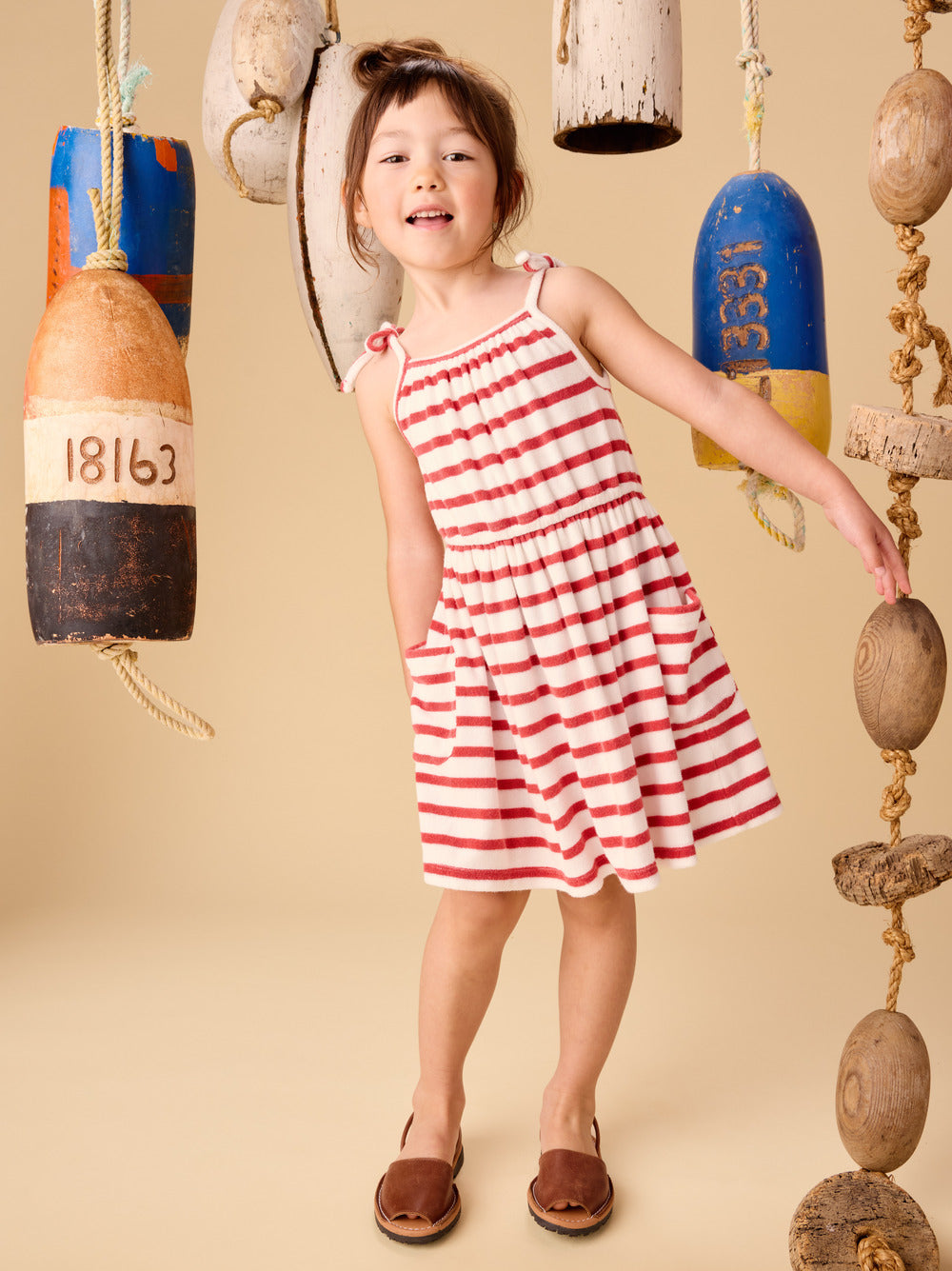 Tea Collection Terrycloth Tie Shoulder Twirl Dress - Pomme