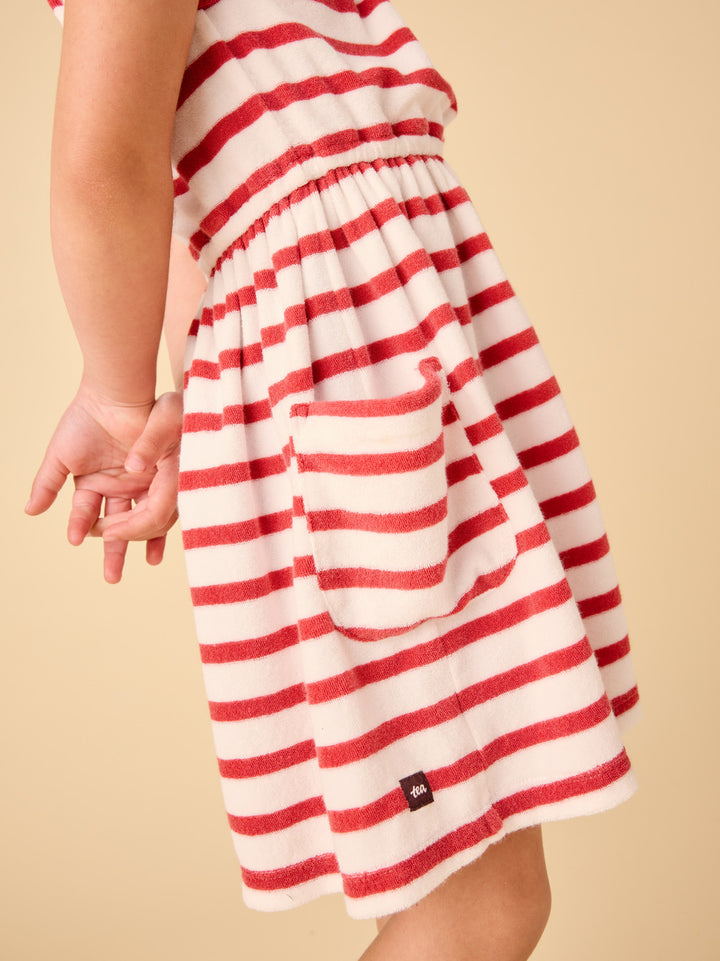 Tea Collection Terrycloth Tie Shoulder Twirl Dress - Pomme