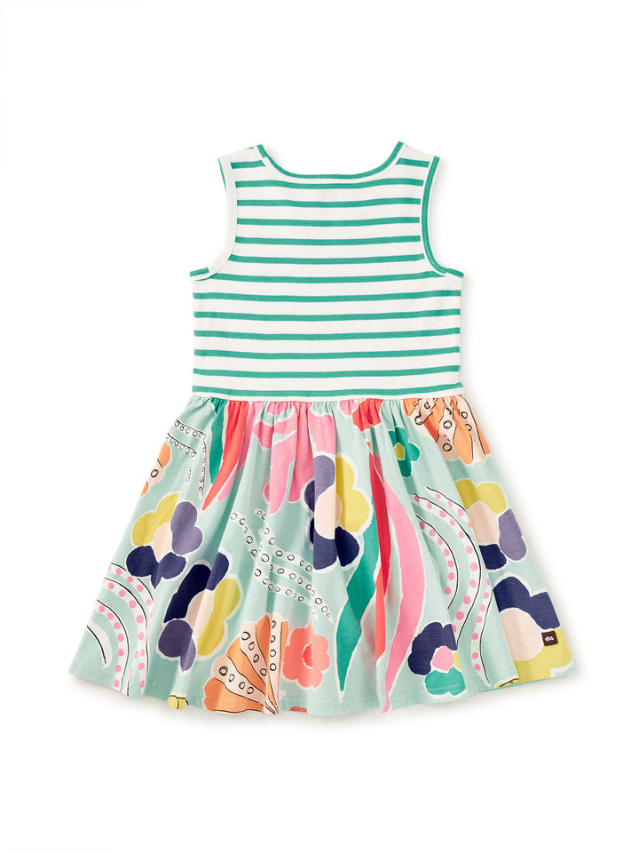 Tea Collection Print Mix Tank Skirted Dress - Sea Floral
