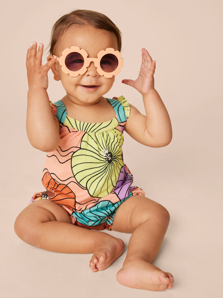 Tea Collection Cross-Back Baby Romper - Leso Hibiscus