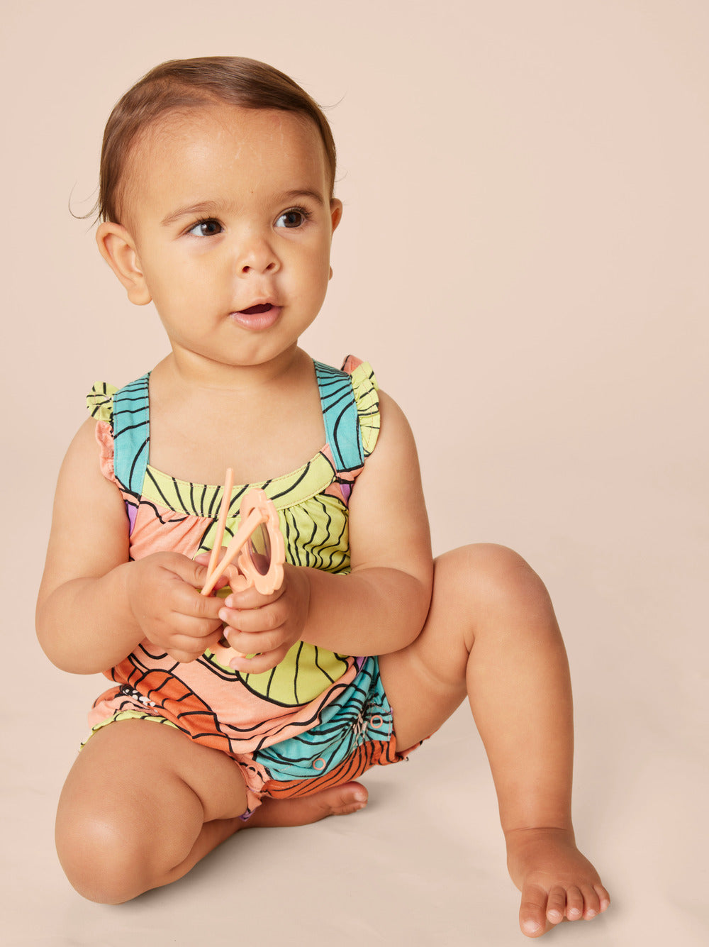 Tea Collection Cross-Back Baby Romper - Leso Hibiscus