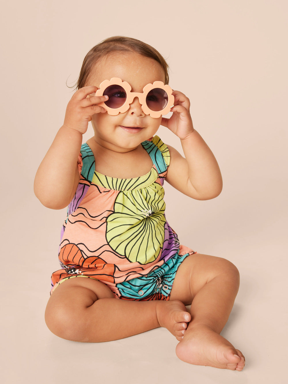 Tea Collection Cross-Back Baby Romper - Leso Hibiscus