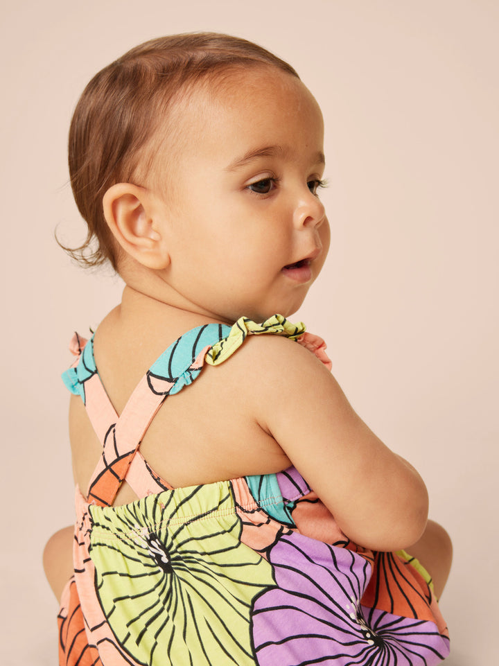 Tea Collection Cross-Back Baby Romper - Leso Hibiscus