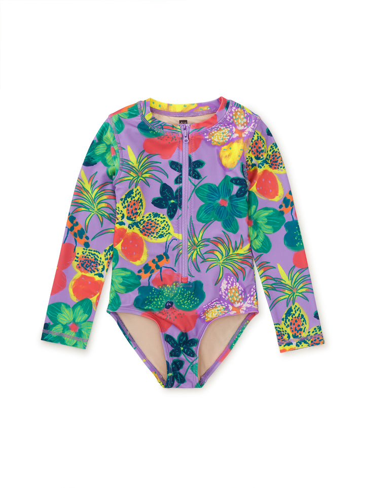 Tea Collection Long Sleeve One-Piece Swimsuit - Hanging Flowers Of Malindi