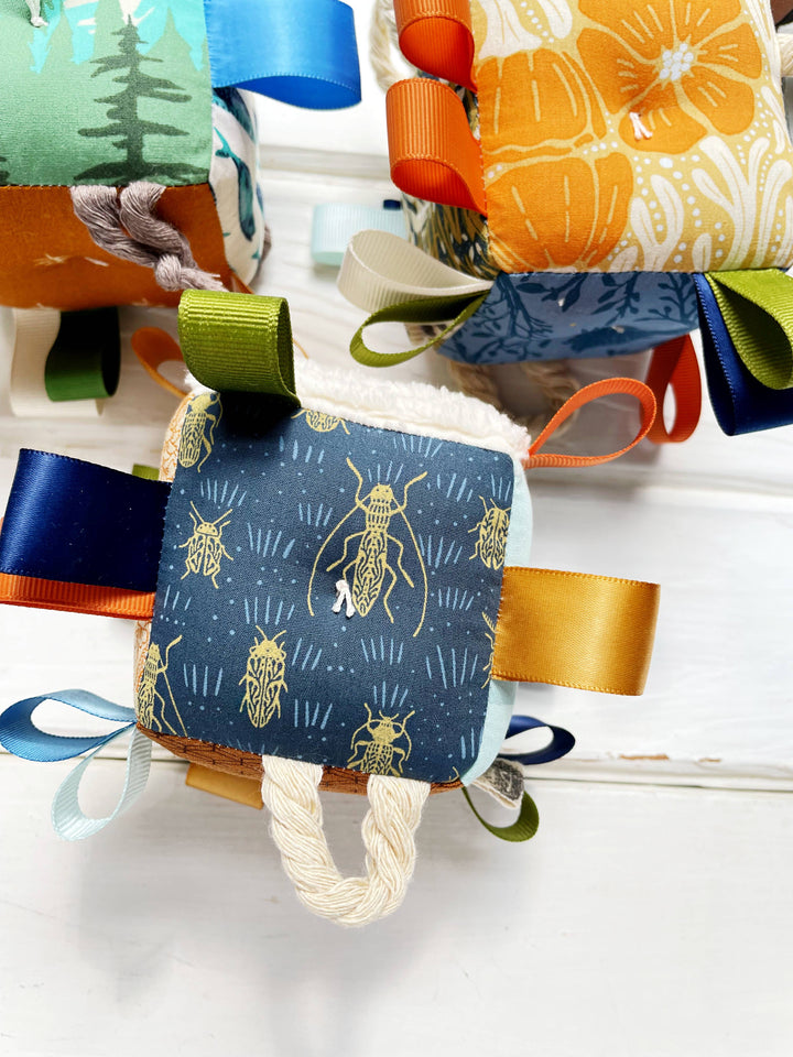 The Bird & Elephant Wolf Owls Baby Plush Block Woodland Baby Taggie