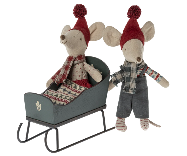 Maileg Sleigh, Mouse - Green