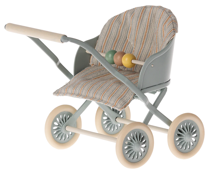 Maileg Stroller, Baby Mice - Blue