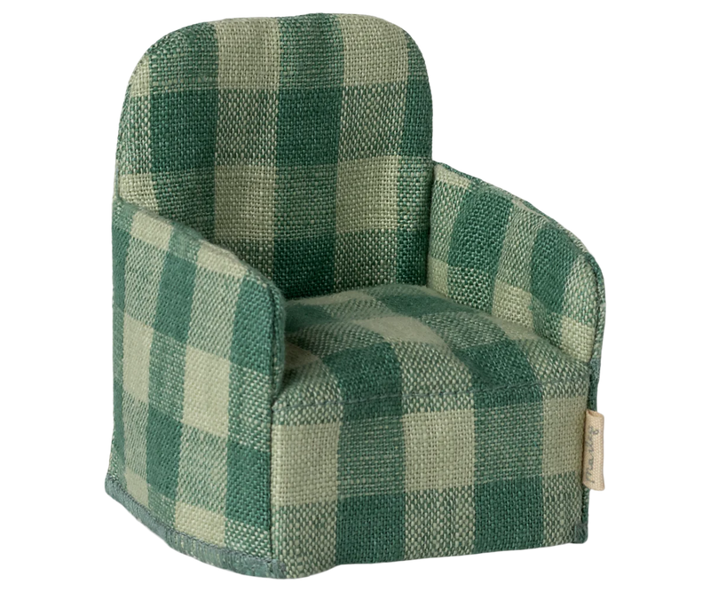 Maileg Folding Chair, Mouse - Green Check