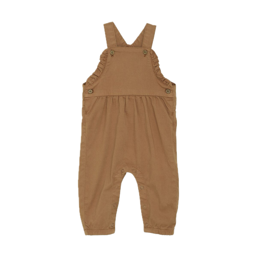 Minymo Twill Overall & Floral Onesie Set - Almond Carafe