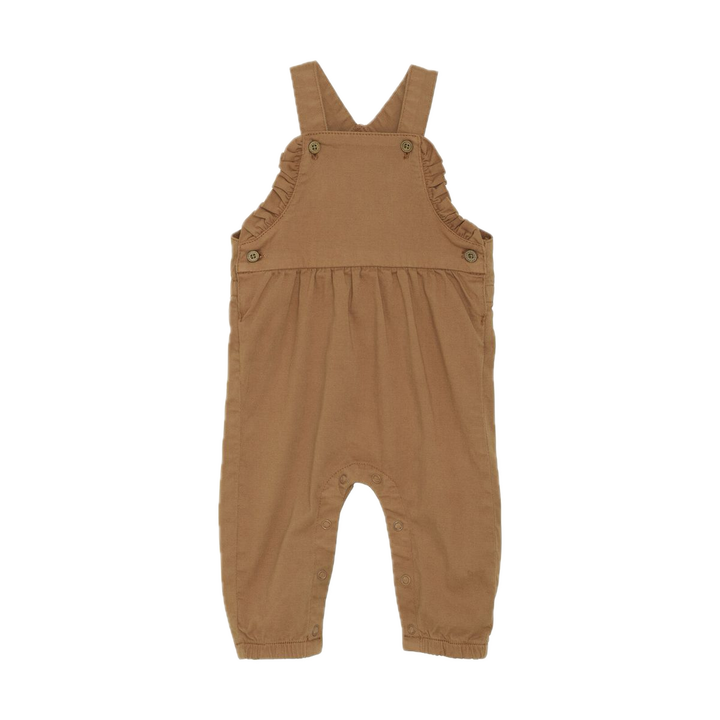 Minymo Twill Overall & Floral Onesie Set - Almond Carafe