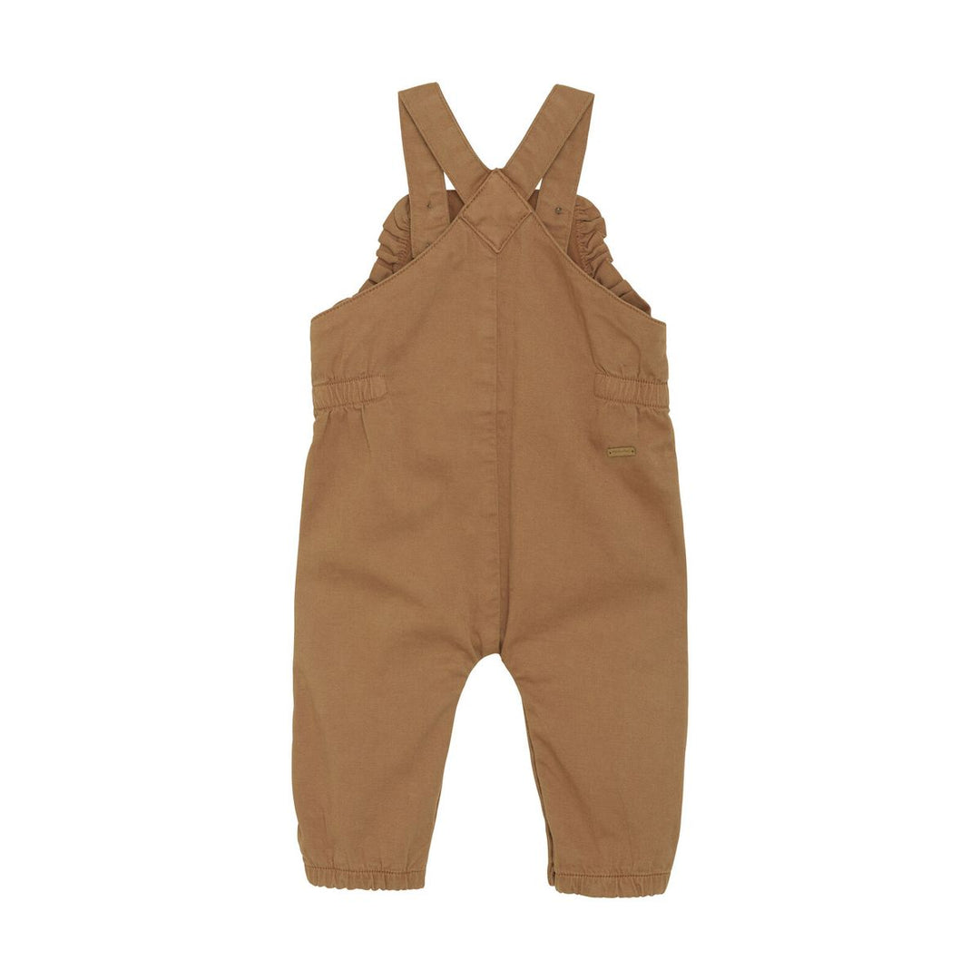 Minymo Twill Overall & Floral Onesie Set - Almond Carafe