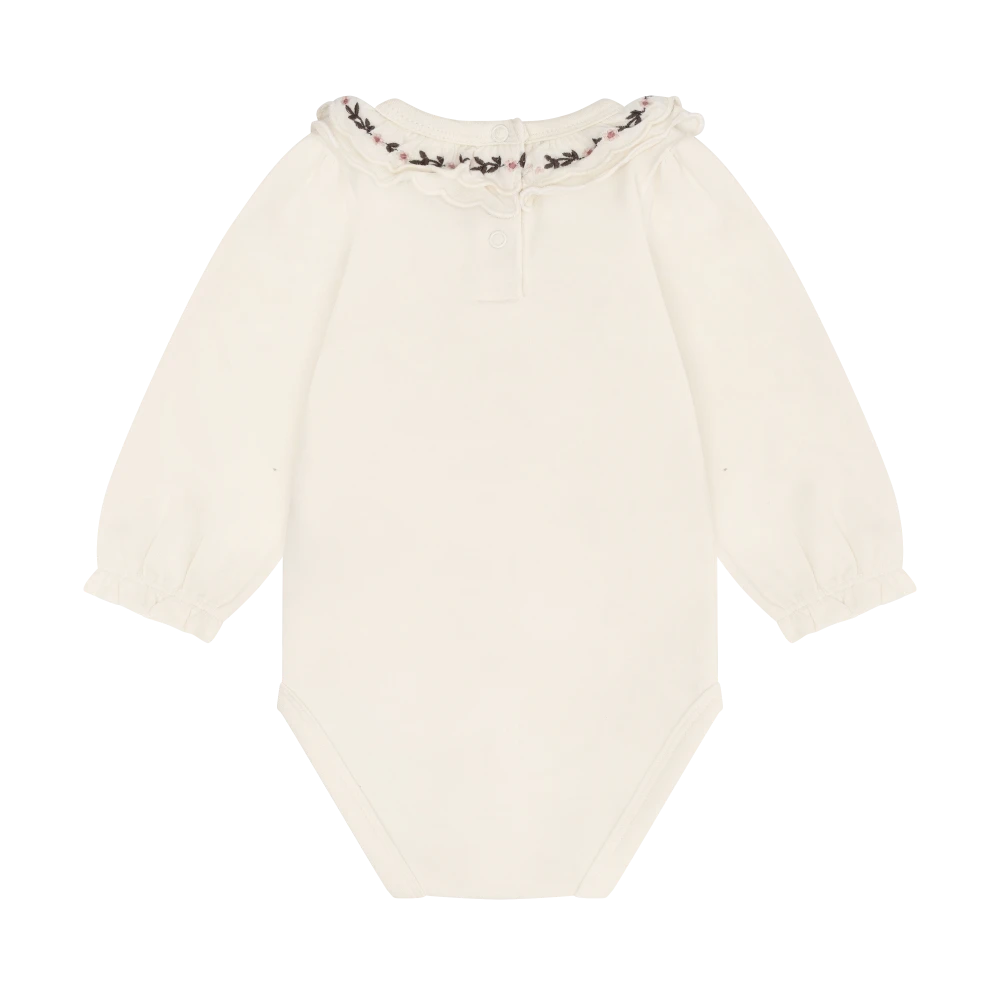 Minymo Long Sleeve Embroidered Bodysuit - Seed Pearl