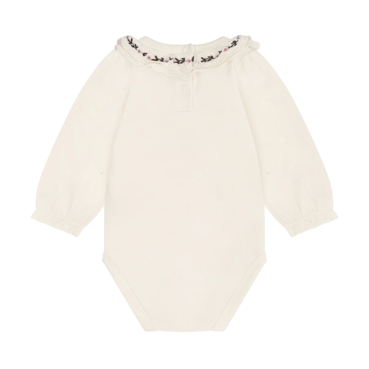 Minymo Long Sleeve Embroidered Bodysuit - Seed Pearl