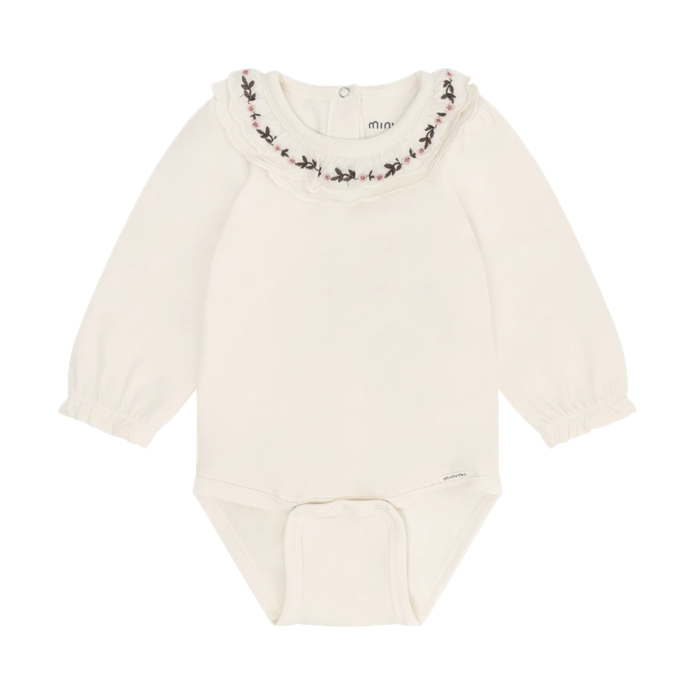 Minymo Long Sleeve Embroidered Bodysuit - Seed Pearl