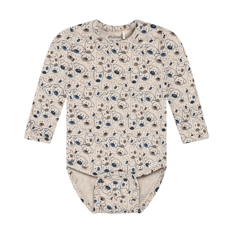 Minymo Puppy Bodysuit - Beige Melange