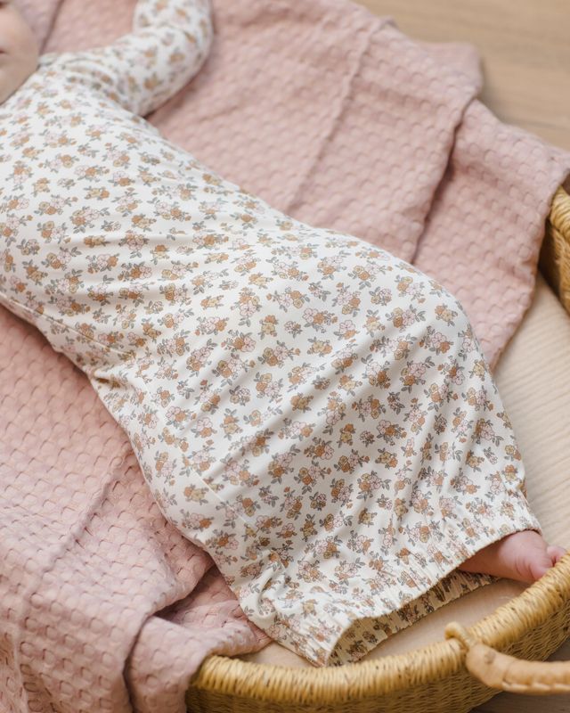 Quincy Mae Bamboo Baby Gown + Hat Set - Wildflower