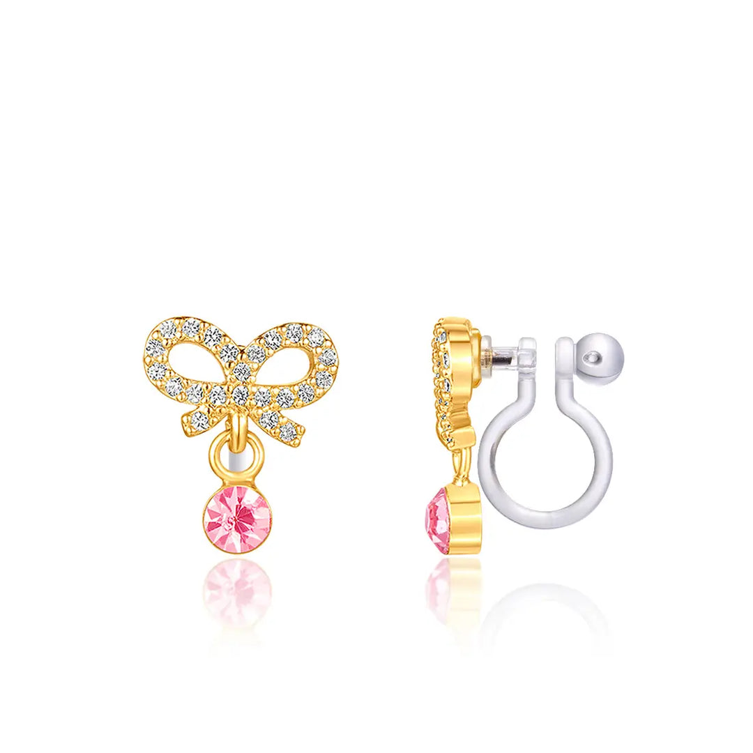 Girl Nation Little Luxe Drop Clip On Earrings - Crystal Bow