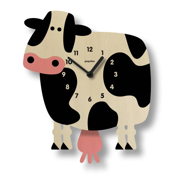 Popclox Cow Pendulum Clock - Wood