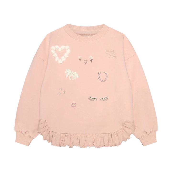 Minymo Heart Sweatshirt - Cameo Rose