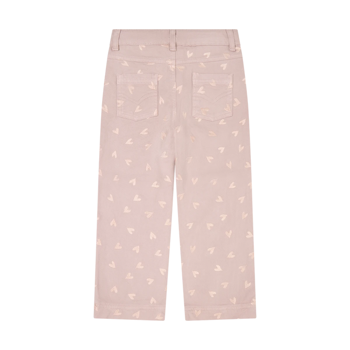 Minymo Heart Embroidered Twill Pants - Fawn