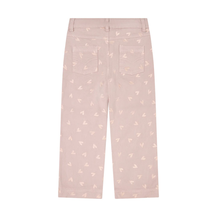 Minymo Heart Embroidered Twill Pants - Fawn