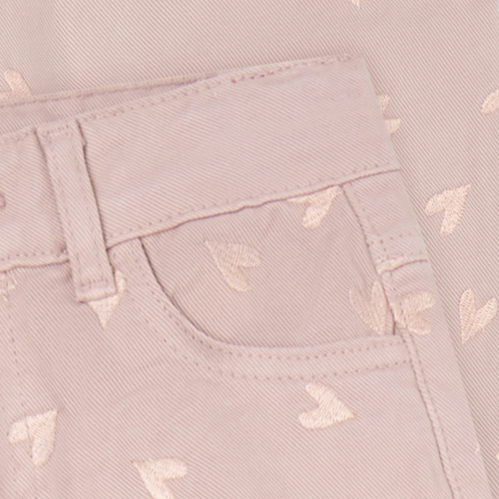 Minymo Heart Embroidered Twill Pants - Fawn